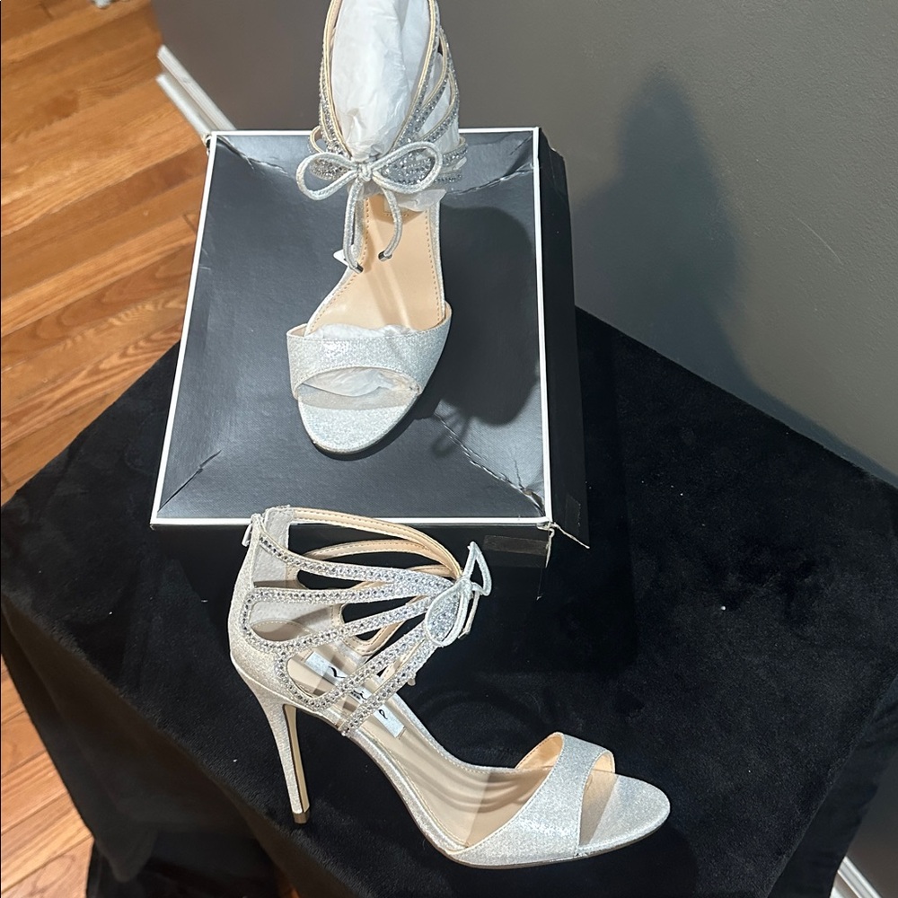 Nina Silver Strappy Heels